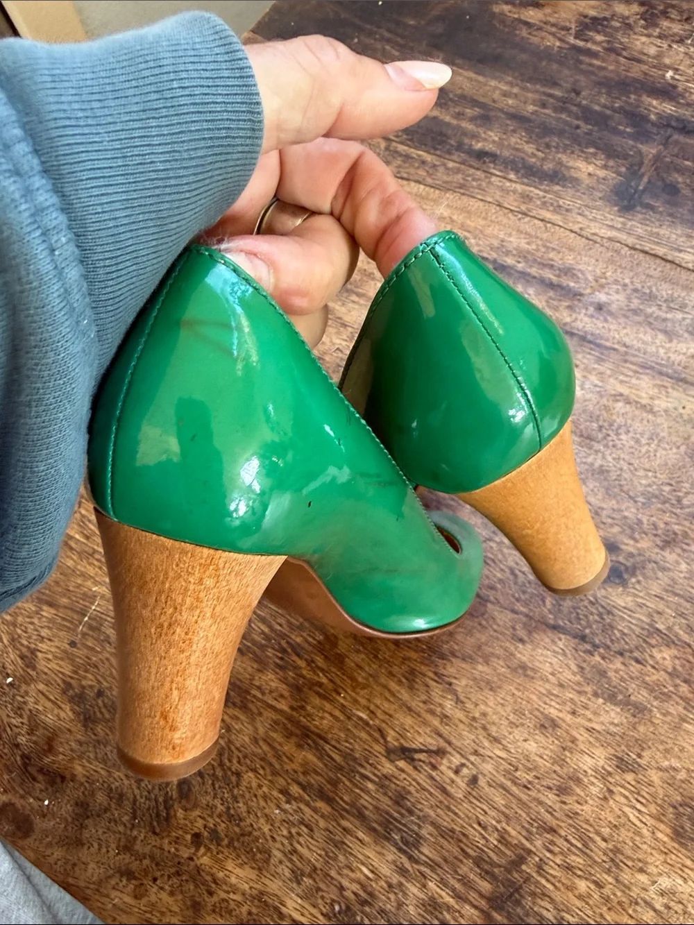 J. Crew Emerald Green Patent Leather Heels size 7